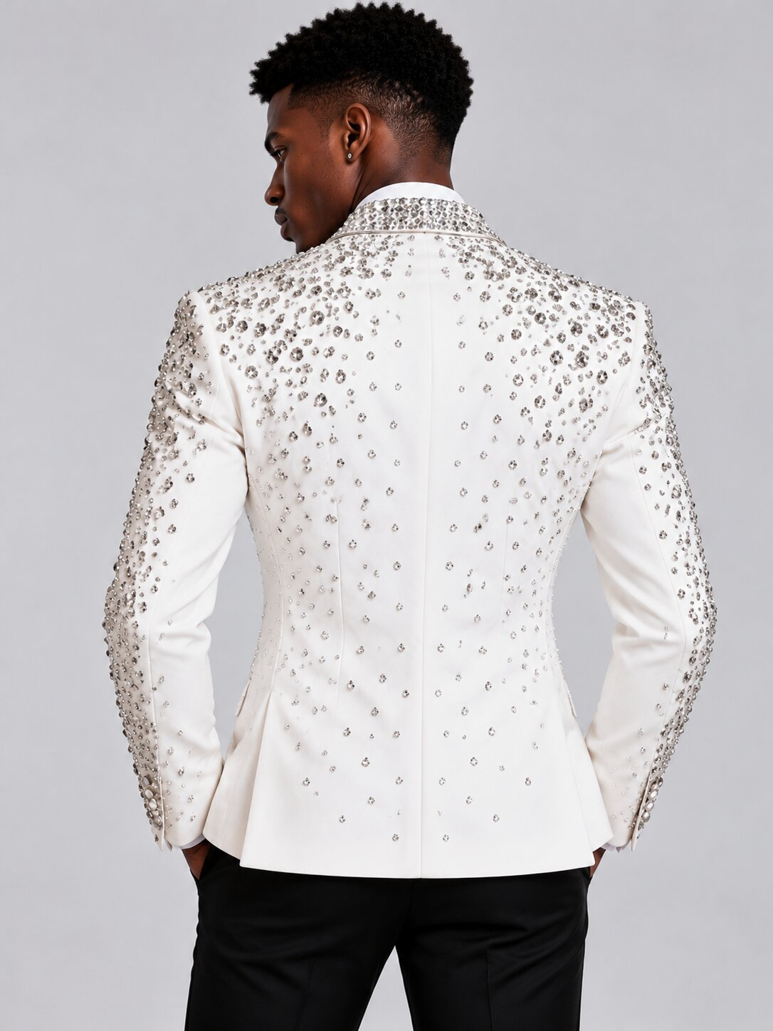 Men's 3-Piece Crystal Embellished Tuxedo Suit