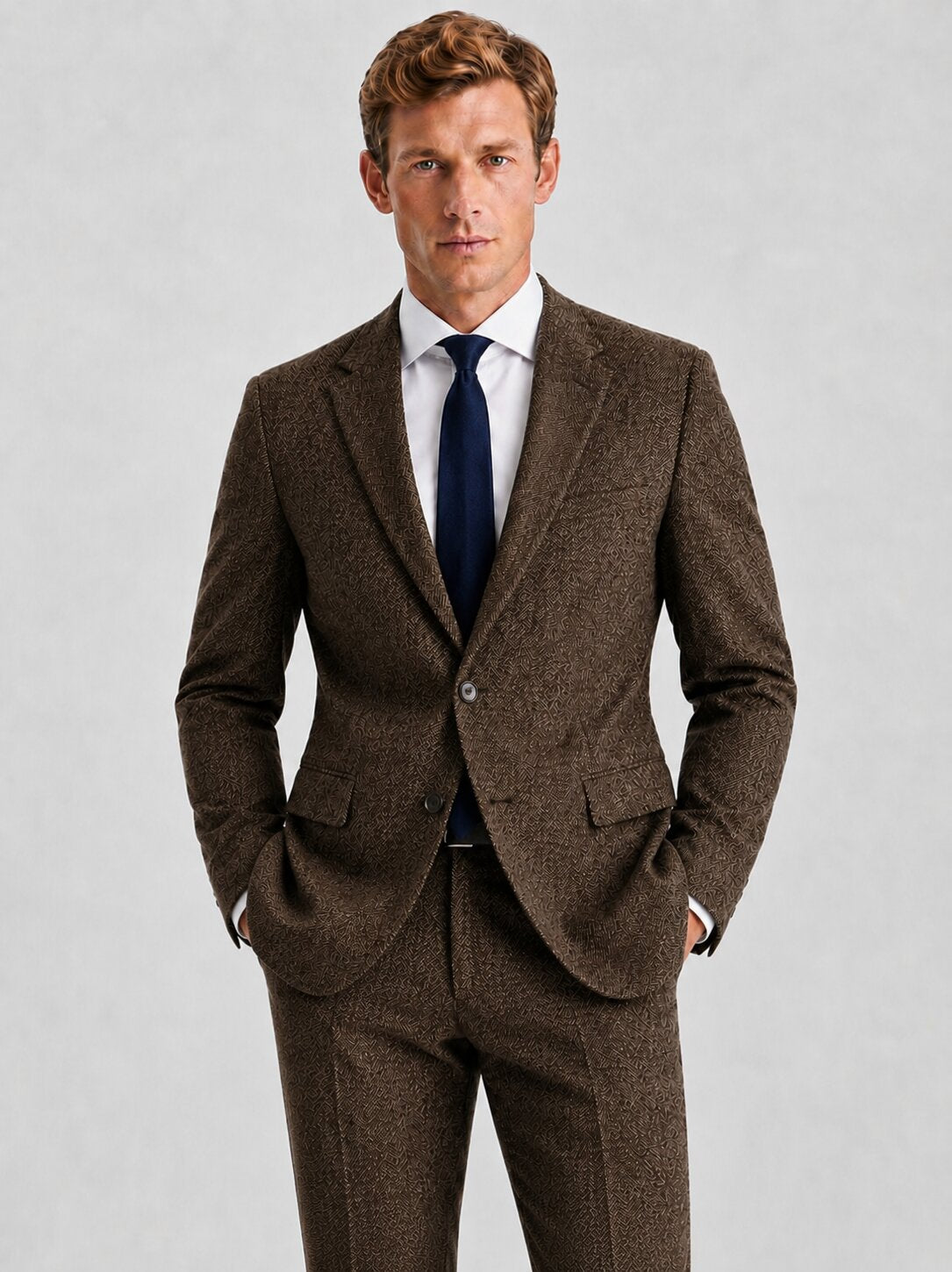 Men's Brown Tweed 2 Piece Suit