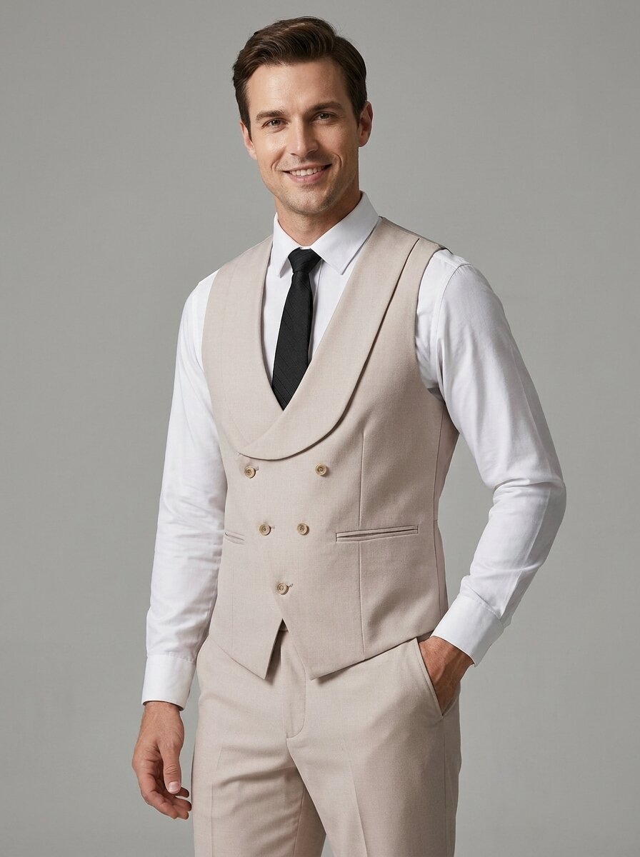Men's Contrast  Slim Fit Suits 3-Piece