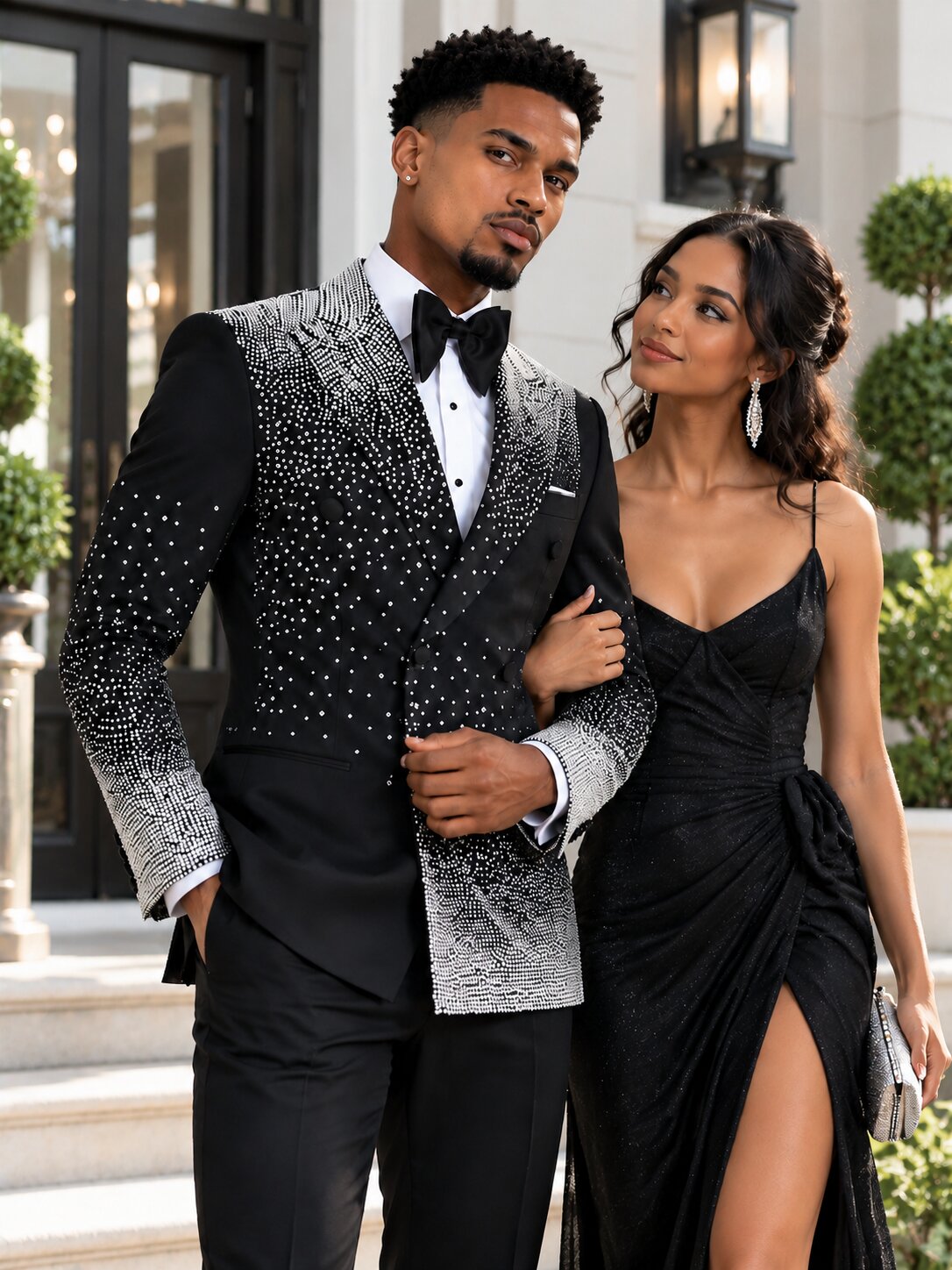 Men's Crystal Embellished Double-Breasted Tuxedo