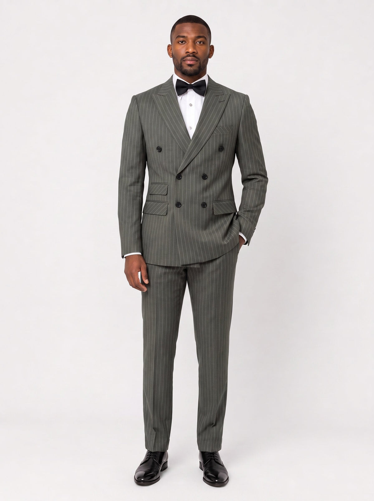 Men’s Double-Breasted Pinstripe 2 Piece Suit