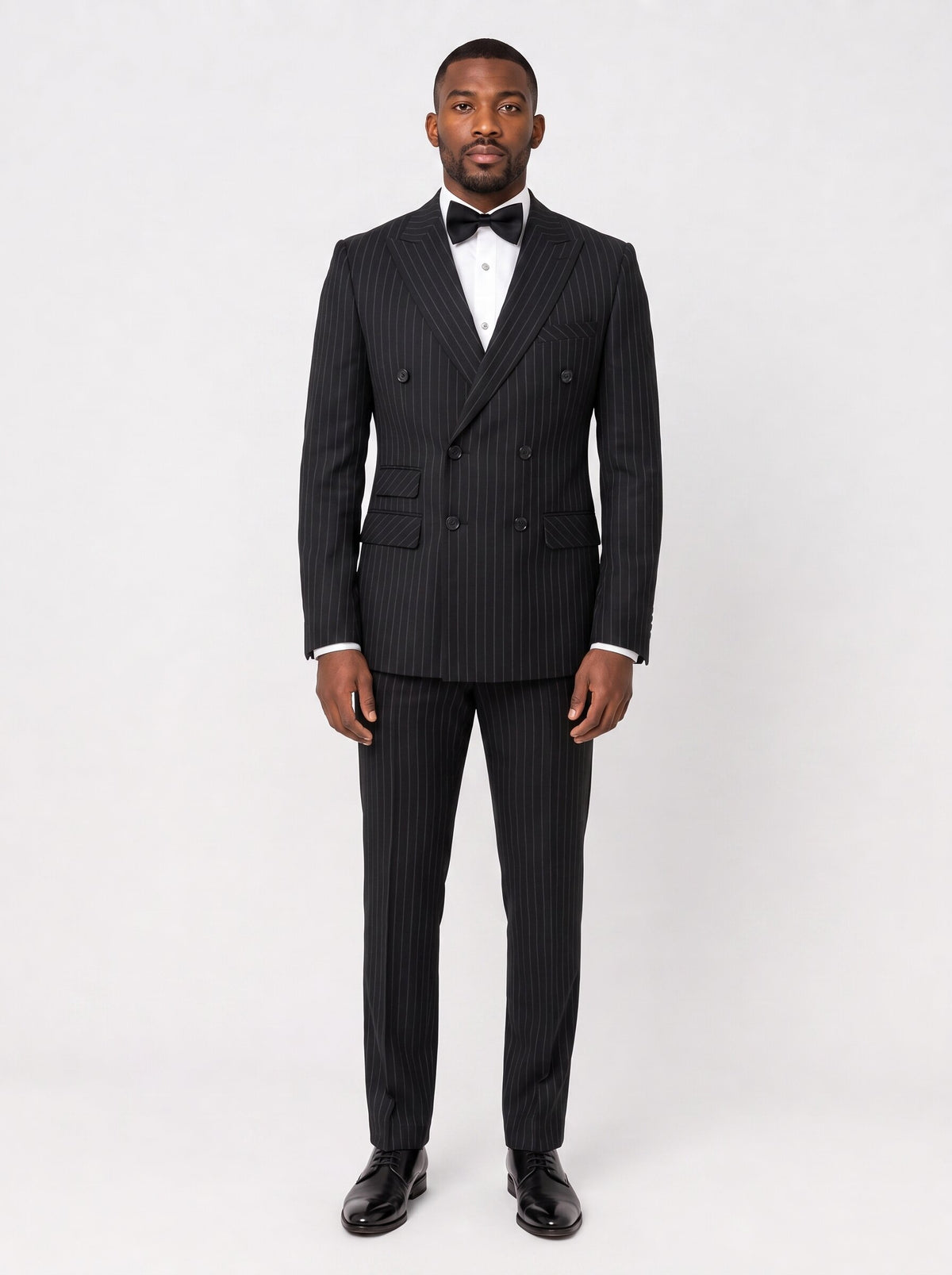 Men’s Double-Breasted Pinstripe 2 Piece Suit