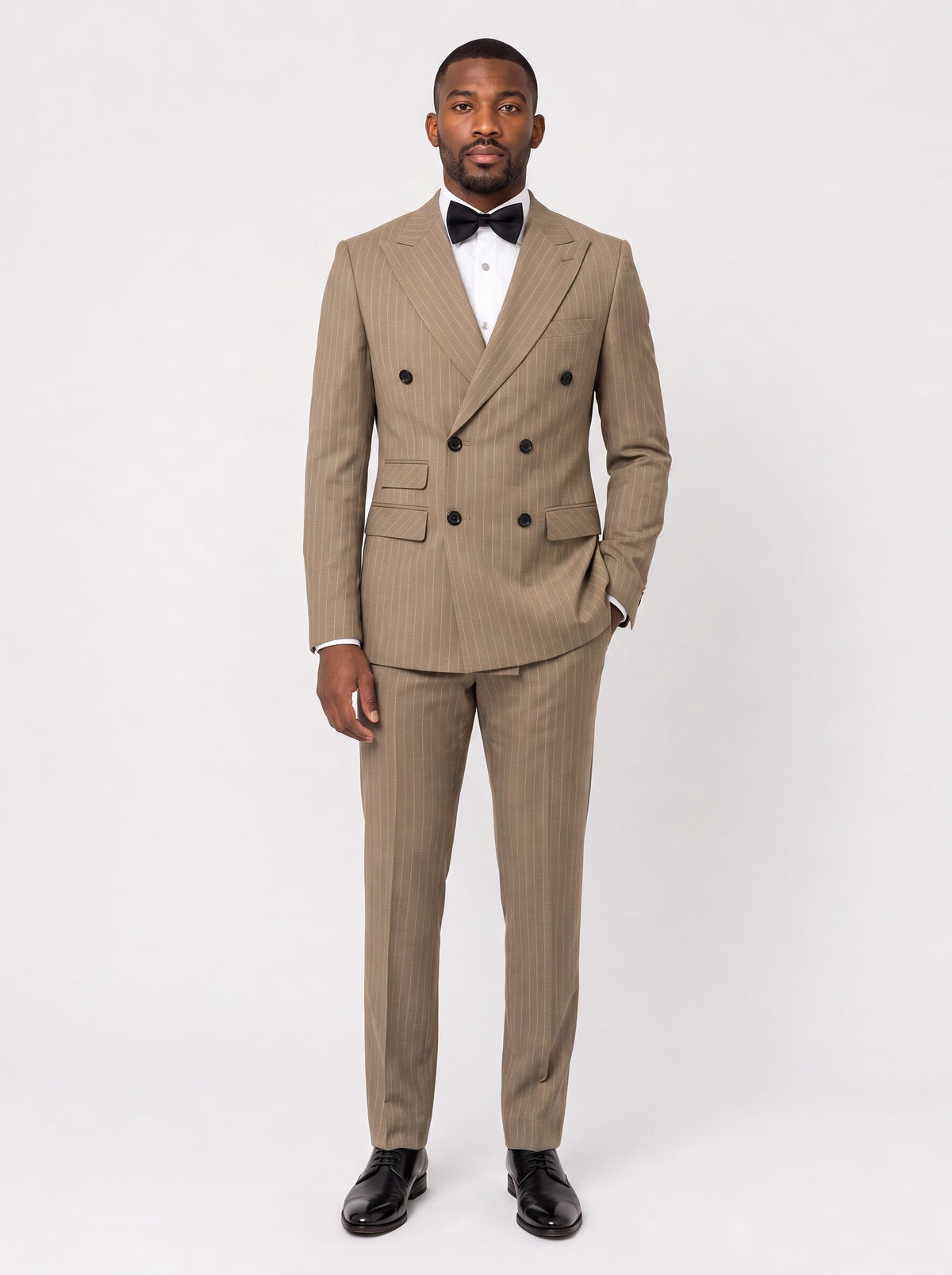 Men’s Double-Breasted Pinstripe 2 Piece Suit