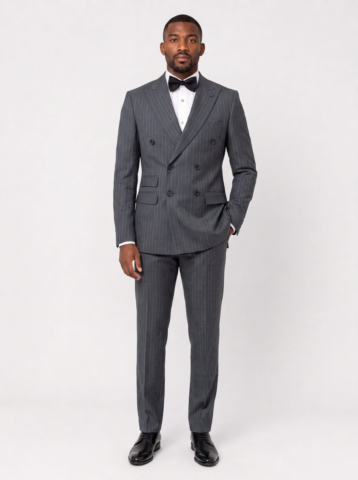 Men’s Double-Breasted Pinstripe 2 Piece Suit