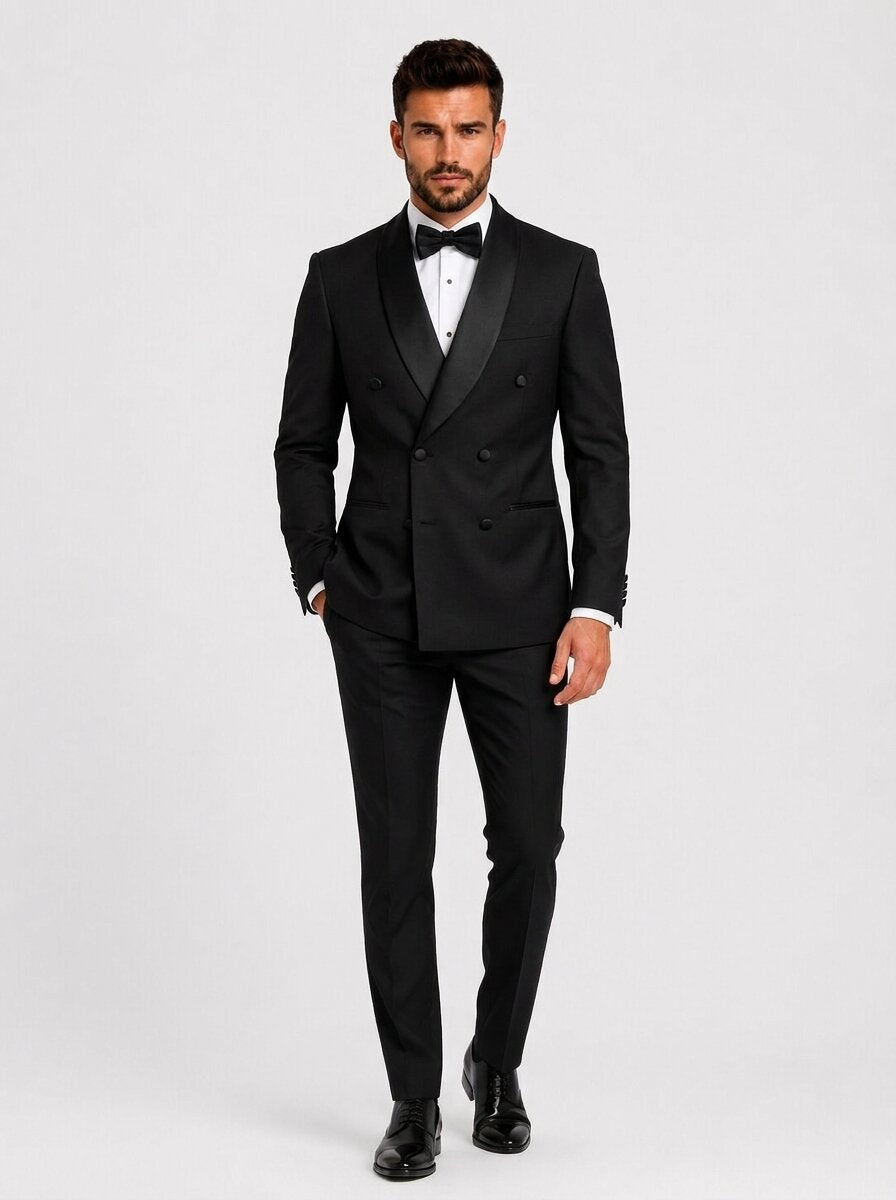 Mens Double-Breasted Slim Fit 2-Piece Tuxedo