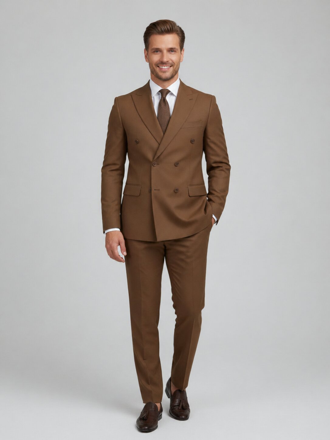 Men's Double Breasted Suit 2 Piece Regular Fit Peak Lapel