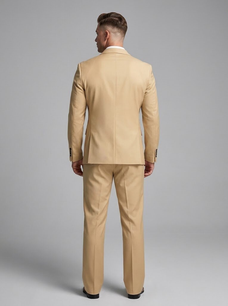 Men's Regular Fit 2 Piece Suit Double Breasted Peak Lapel