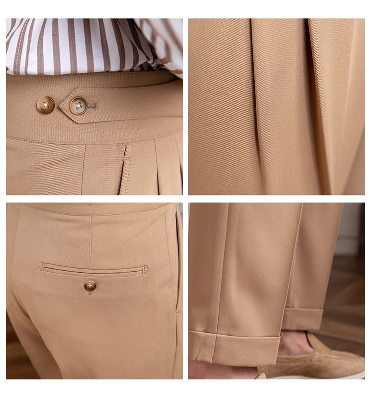 Men’s Double-Button Gurkha High-Waisted Dress Pants