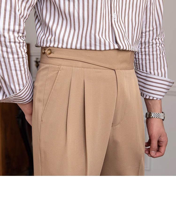 Men’s Double-Button Gurkha High-Waisted Dress Pants