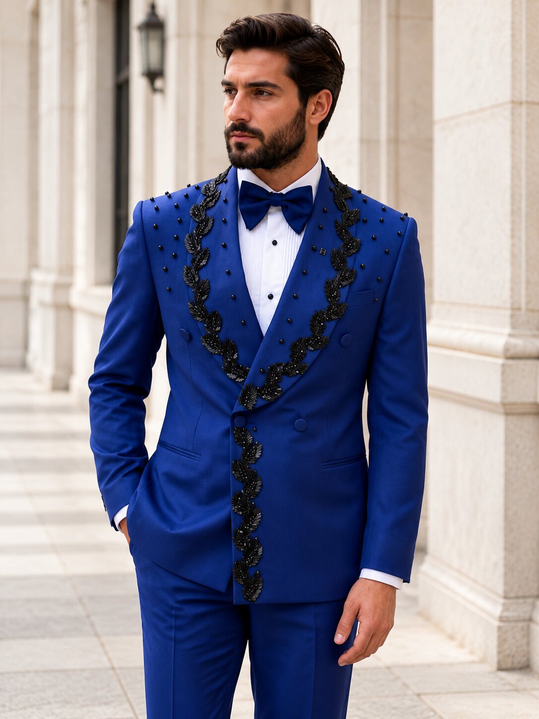 mens-embroidered -suit-with-beaded-lapels