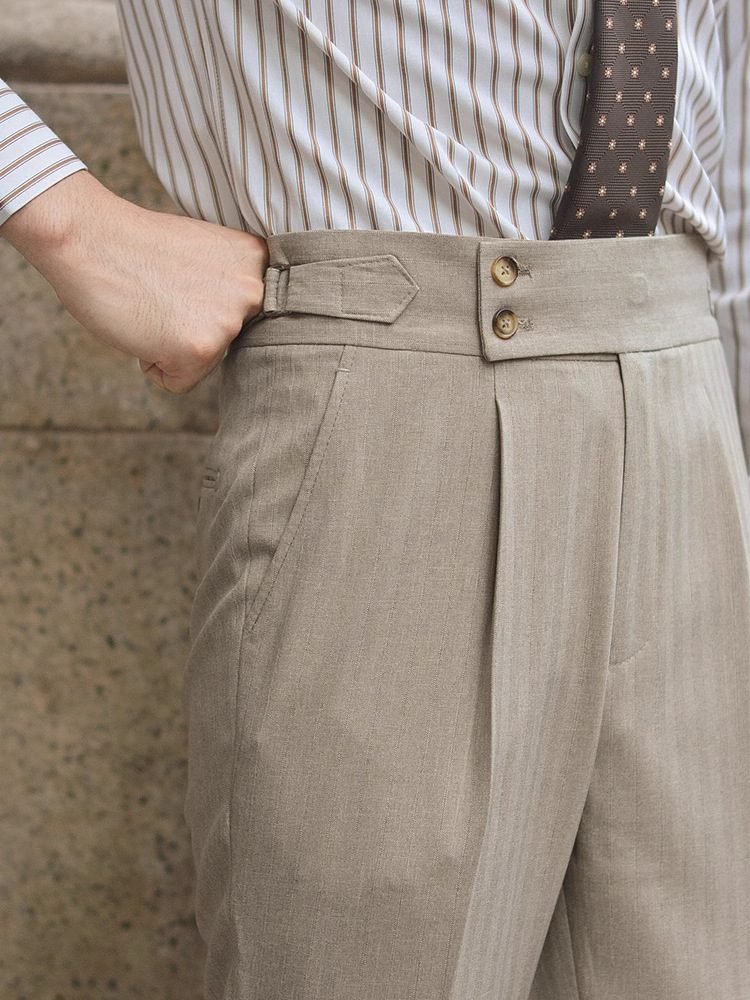 Men’s Fall Winter High-Waisted Tailored Dress Pants