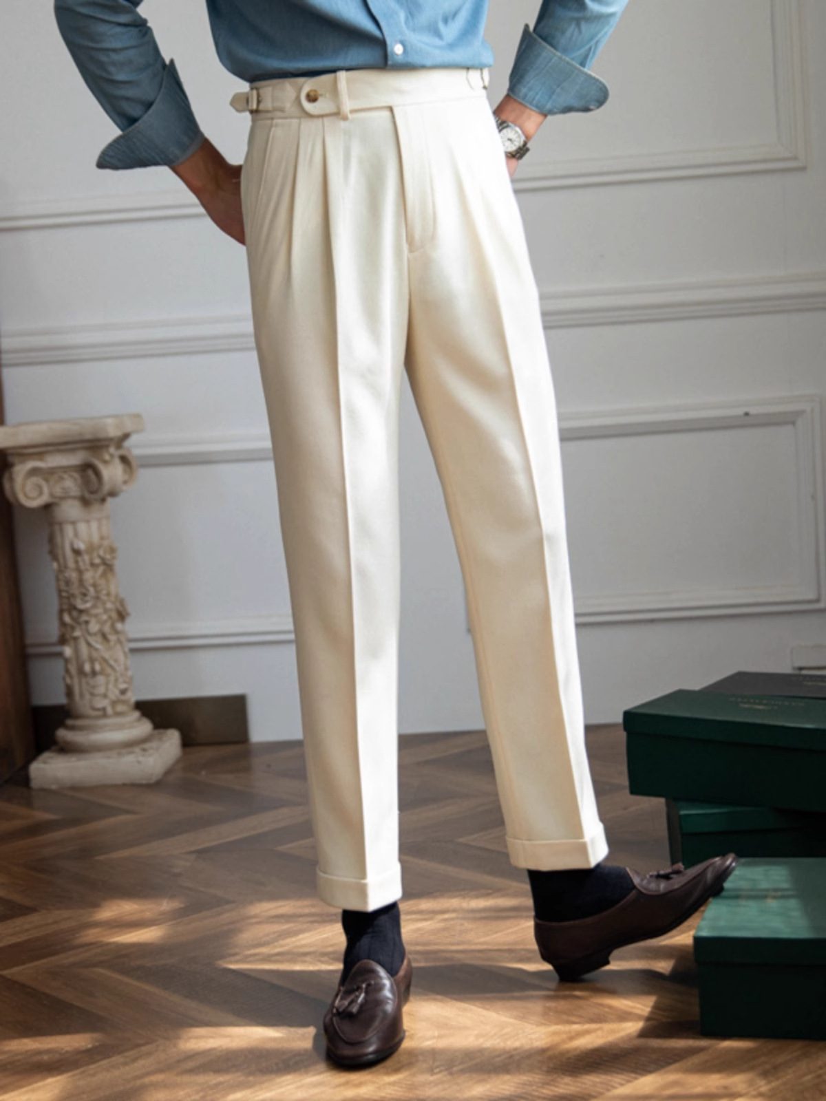 Men’s Neapolitan High-Waisted Straight-Leg Dress Pants