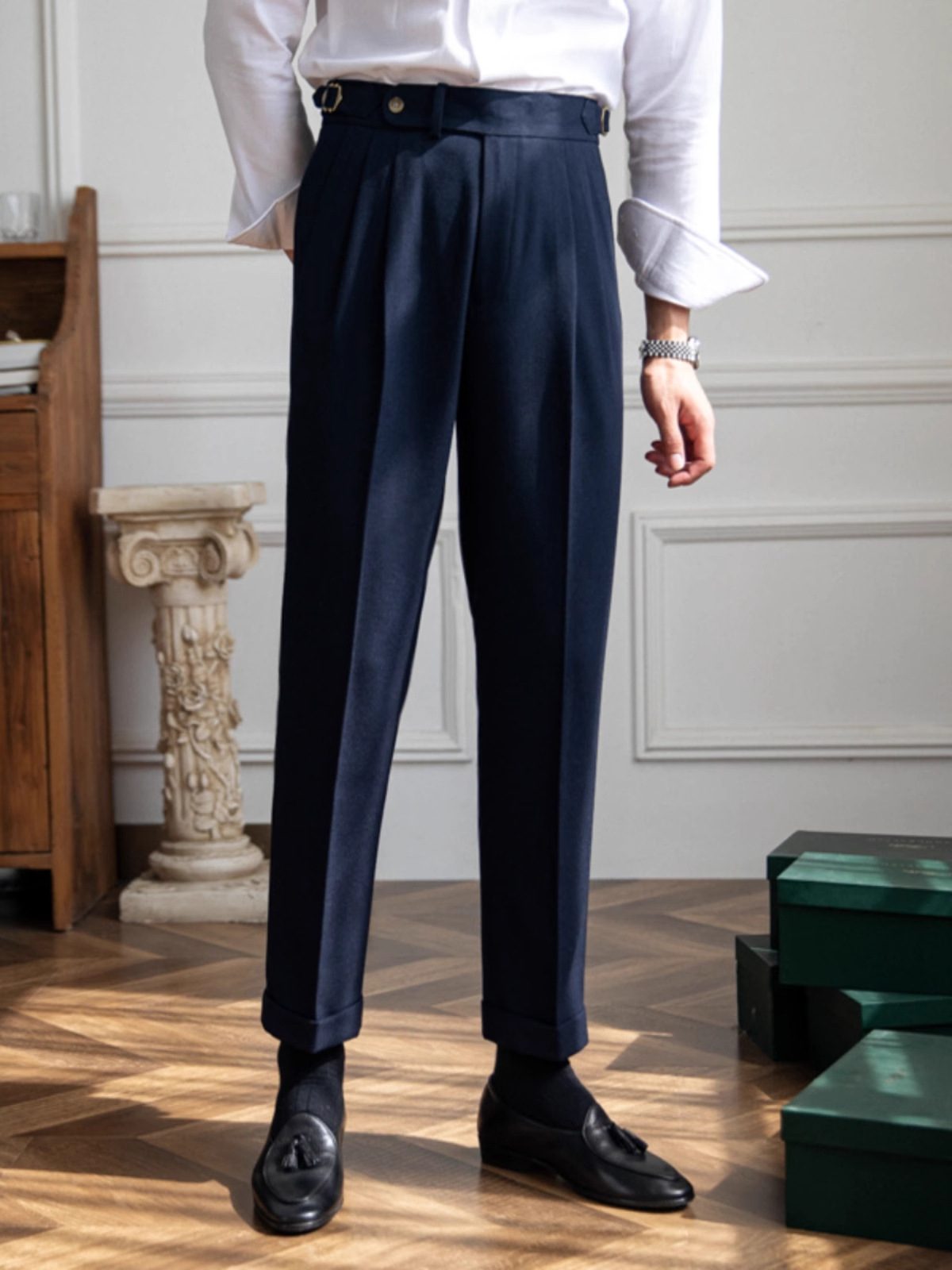 Men’s Neapolitan High-Waisted Straight-Leg Dress Pants