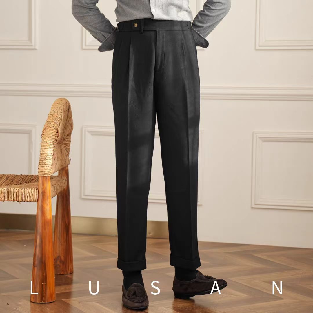 Men’s Neapolitan High-Waisted Straight-Leg Dress Pants