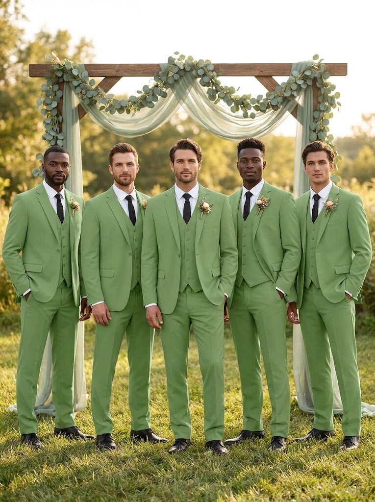 Men's Olive Green 3 Piece Suit