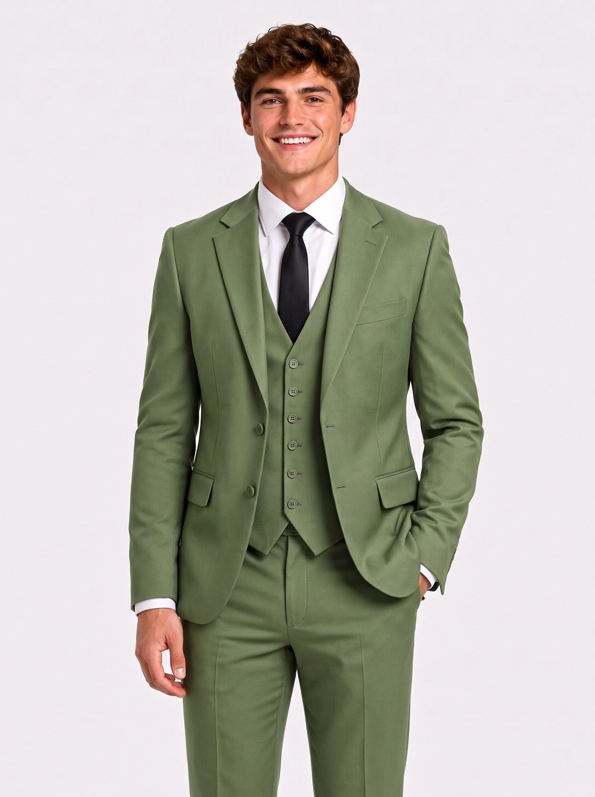 Men's Olive Green 3 Piece Suit