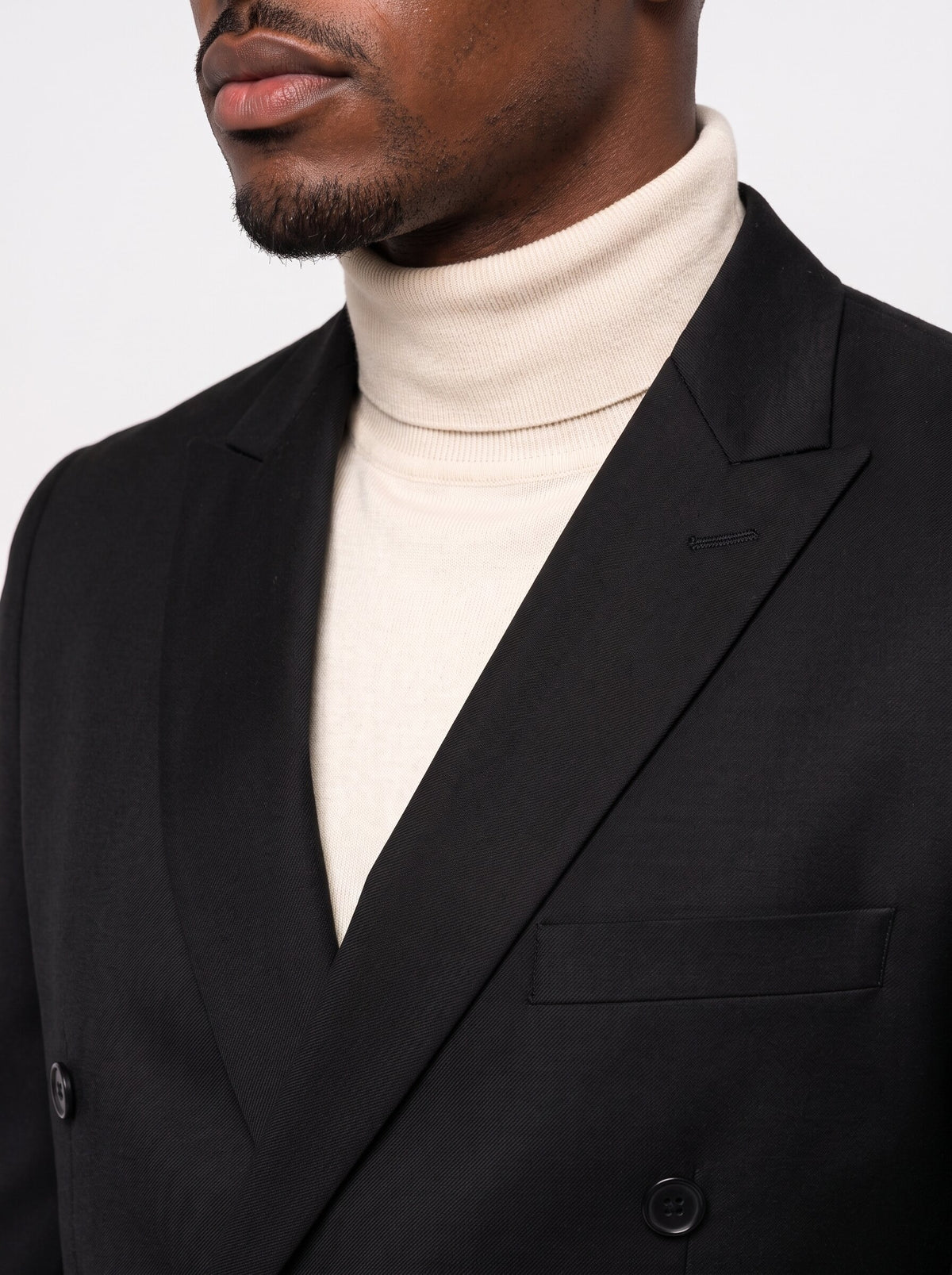 Men’s Peak Lapel Double-Breasted Suit With Waist Buckle Strap