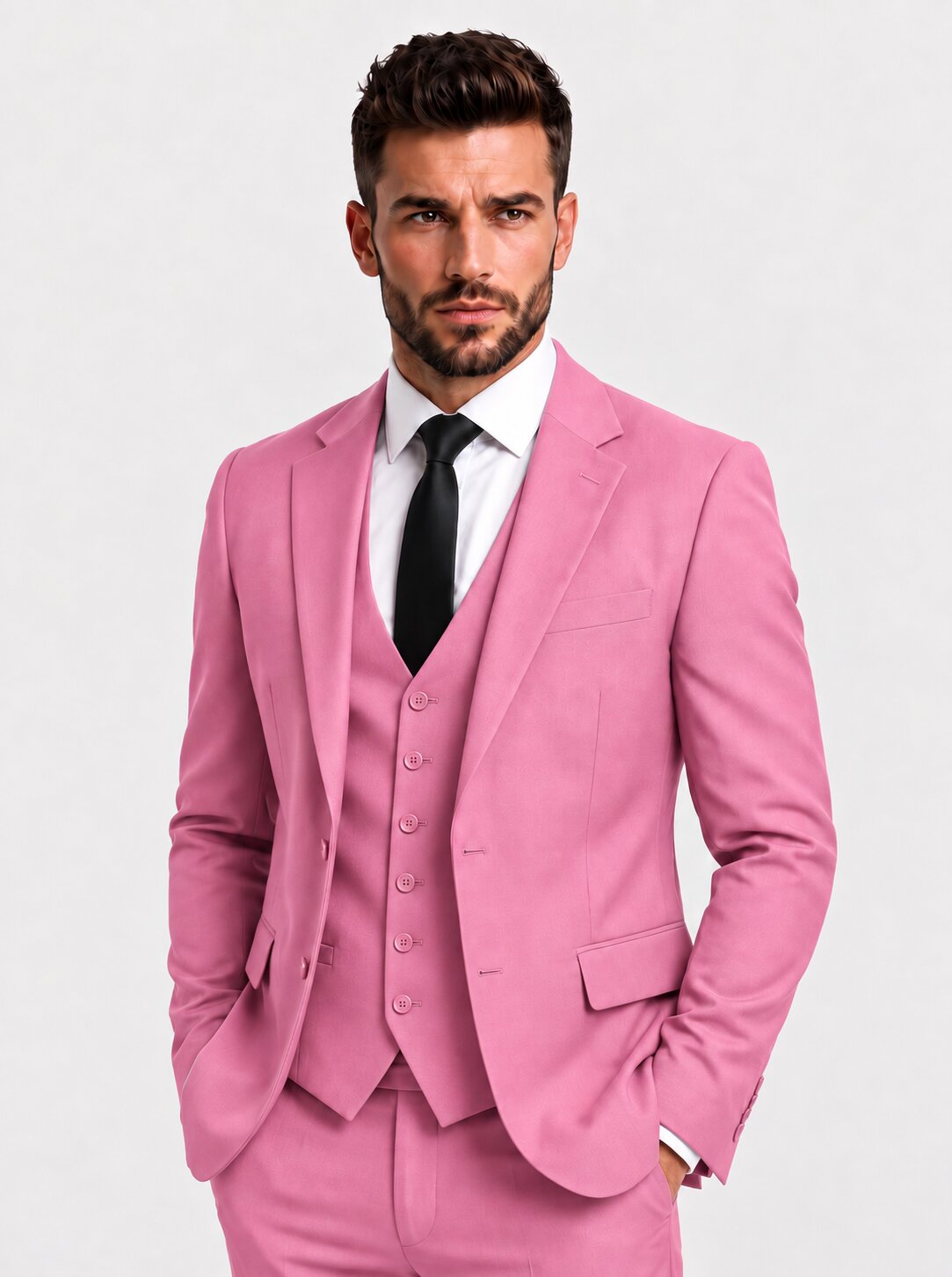 Men's Pink 3 Piece Suit Slim Fit