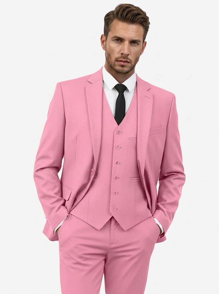 Men's Pink 3 Piece Suit Slim Fit