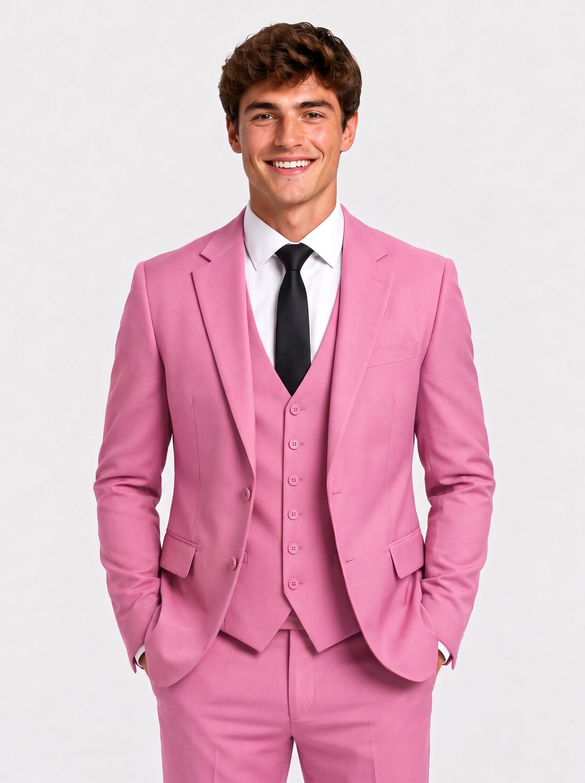 Men's Pink 3 Piece Suit Slim Fit