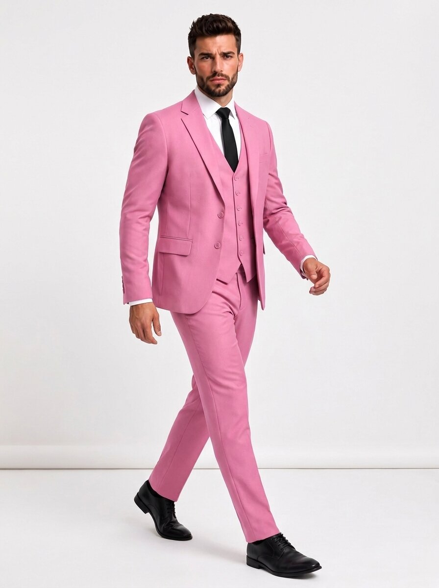 Men's Pink 3 Piece Suit Slim Fit