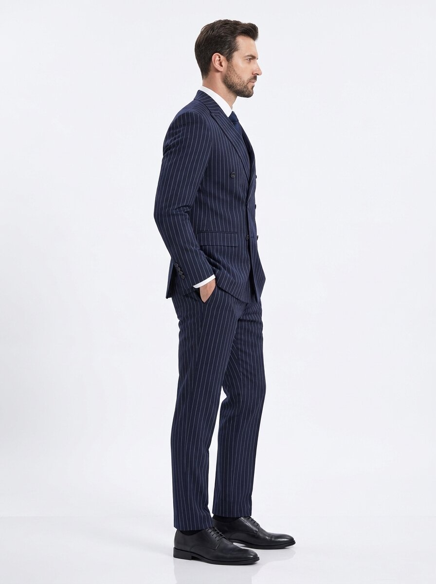 Men's Pinstripe Double Breasted Formal Suit