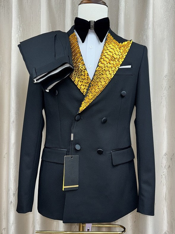 Men's Rhinestone Peak Lapel Tuxedo Suit