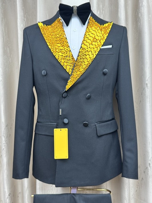 Men's Rhinestone Peak Lapel Tuxedo Suit