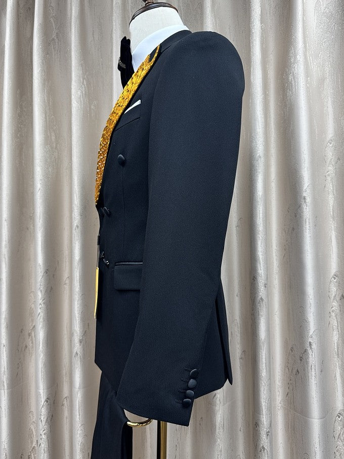 Men's Rhinestone Peak Lapel Tuxedo Suit