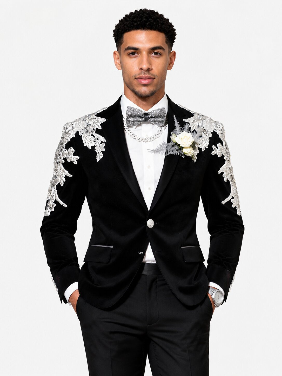 mens-royal-silver-crystal-embroidered-black-2piece-suits