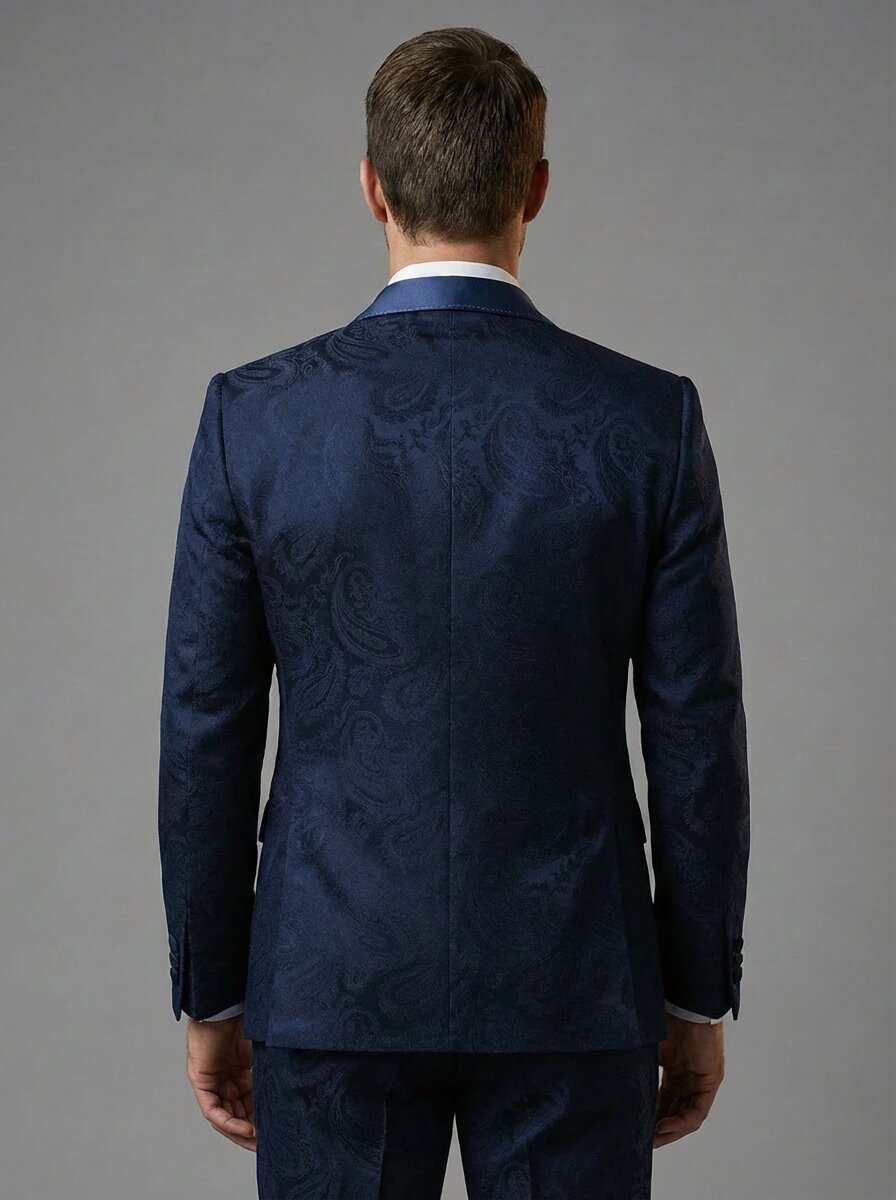 Men’s Paisley Tuxedo Shawl Lapel – Slim Fit Suit for Wedding, Party & Formal Events