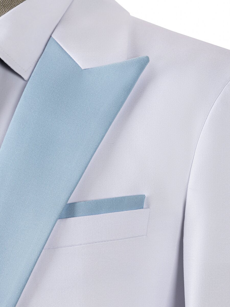 Men's Slim Fit 3 Piece Suit Fashion Contrast Style