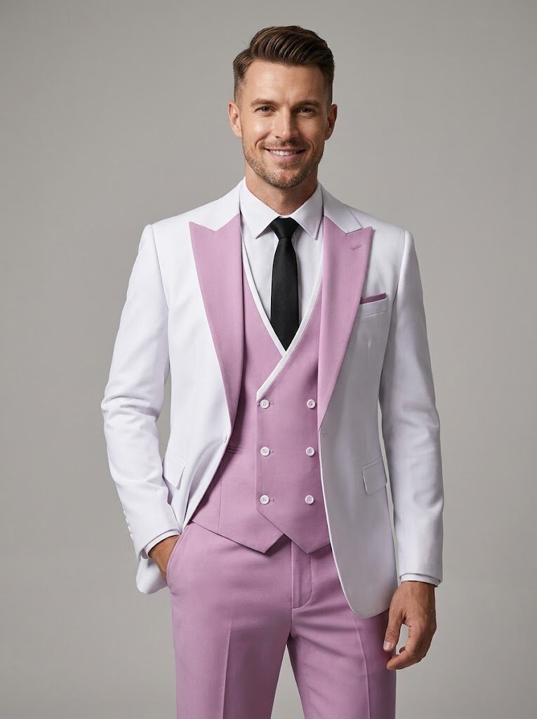 Men's 3 Piece Color Block Suits
