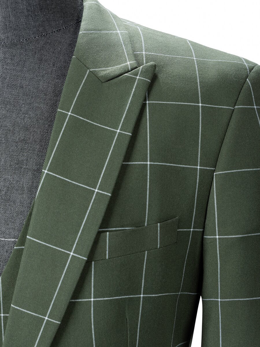 Men's 3 Piece Slim Fit Checked Suit