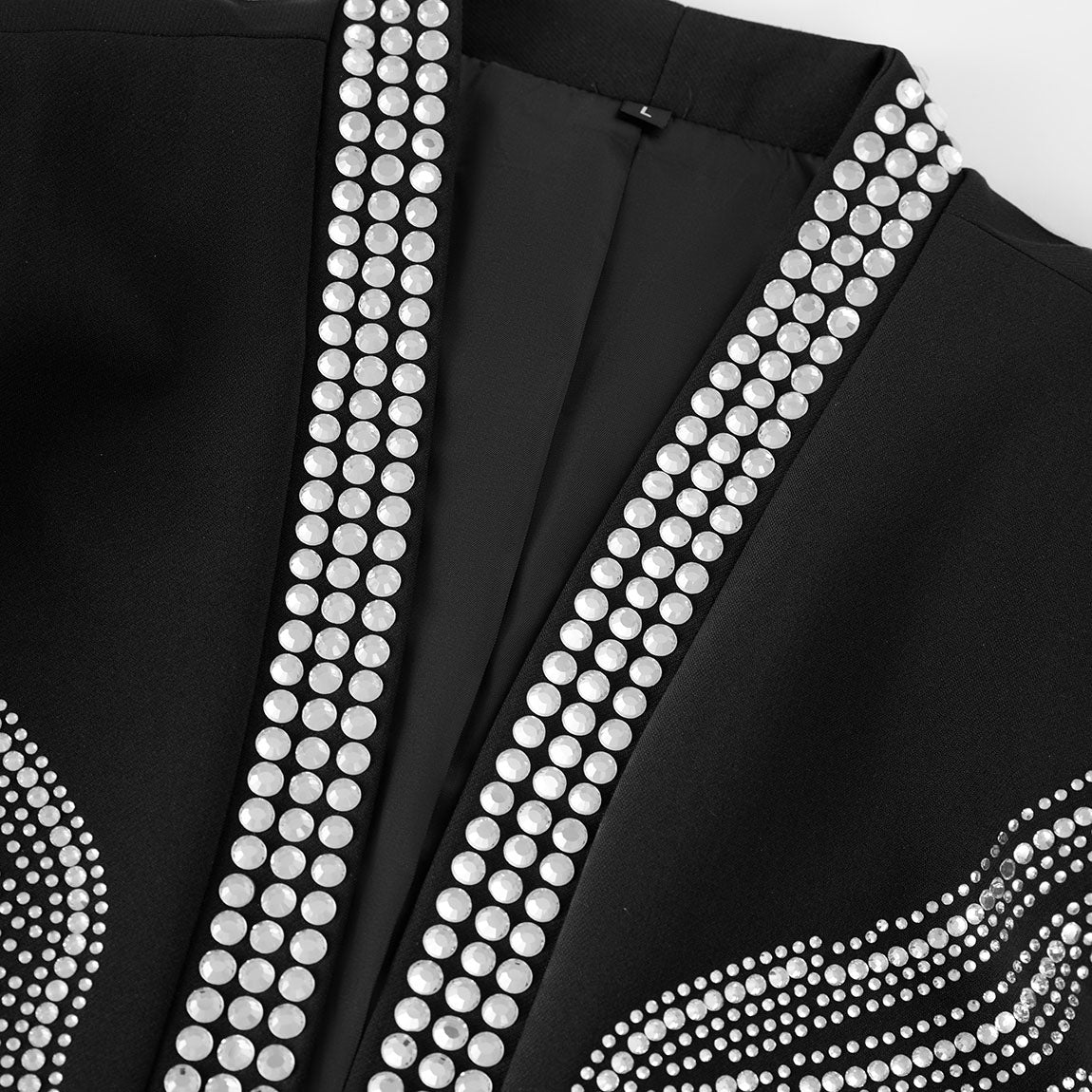 Men’s Black Silver Angel Wing Rhinestone Stage Jacket