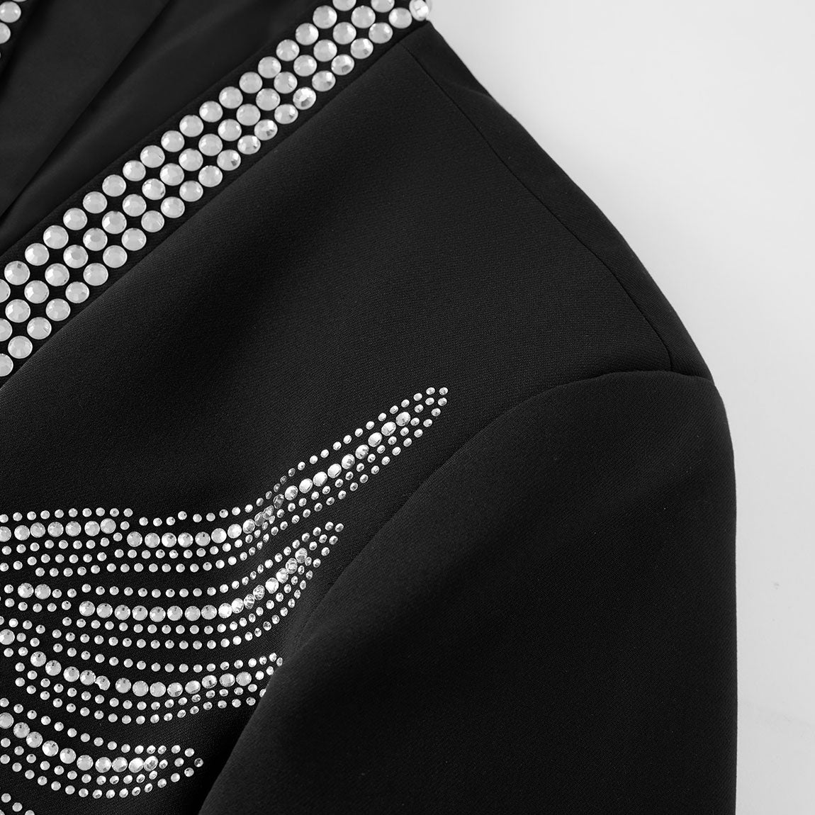 Men’s Black Silver Angel Wing Rhinestone Stage Jacket