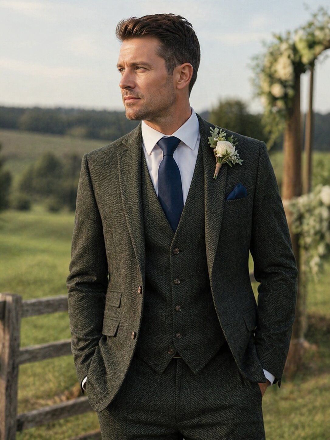 Men's Tweed Herringbone Vintage Suit