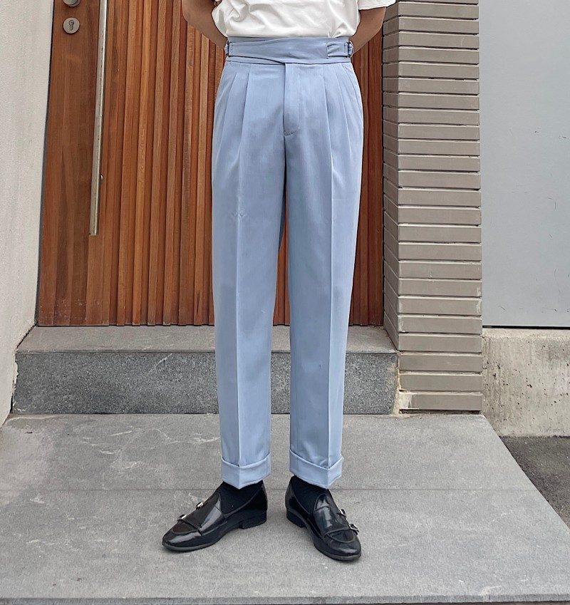 Men’s Vintage High-Waisted Gurkha Straight-Leg Dress Pants