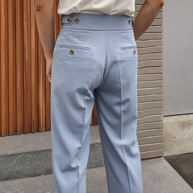 Men’s Vintage High-Waisted Gurkha Straight-Leg Dress Pants