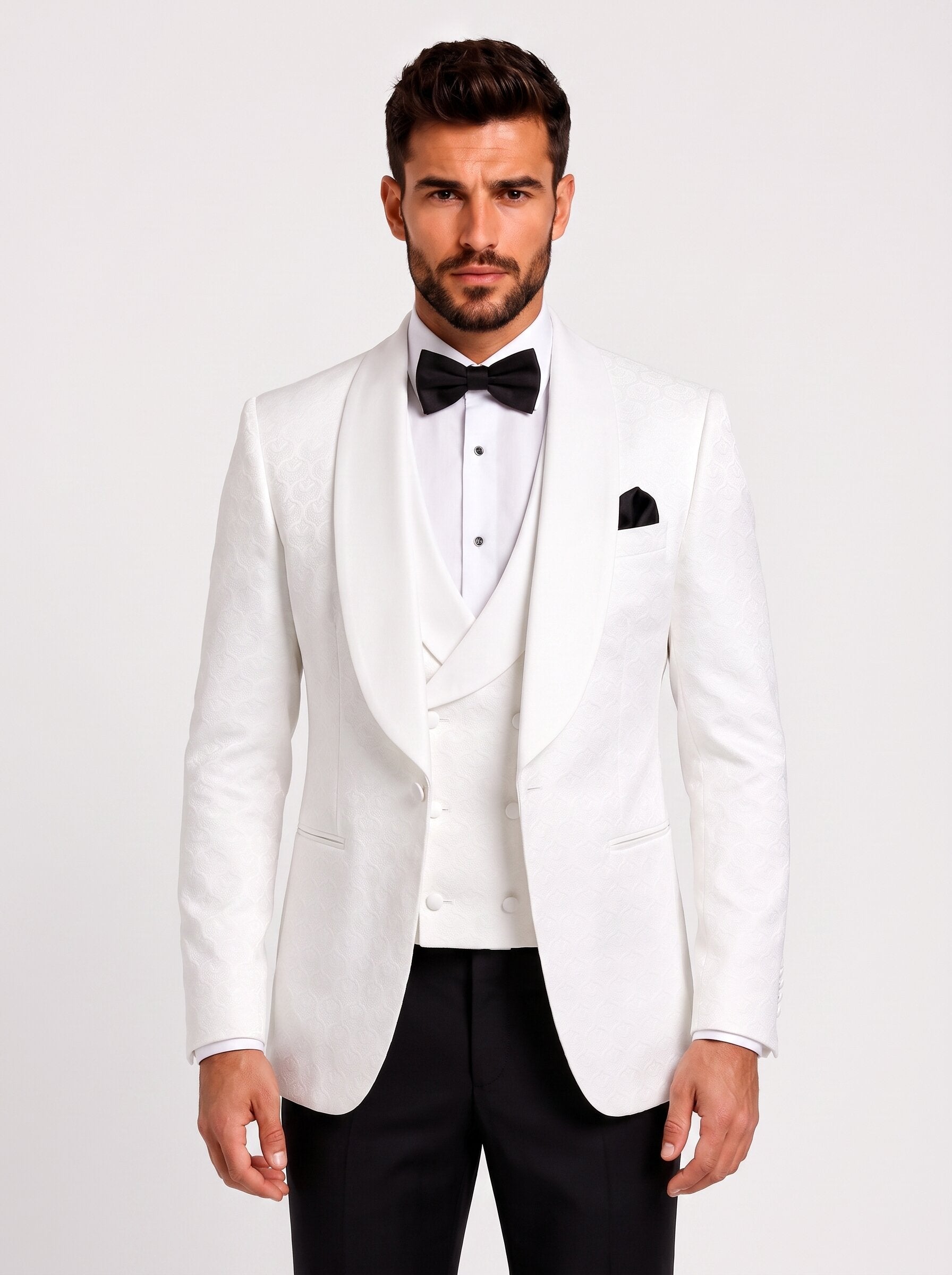 Men’s White Shawl Lapel 3 Piece Wedding Suit