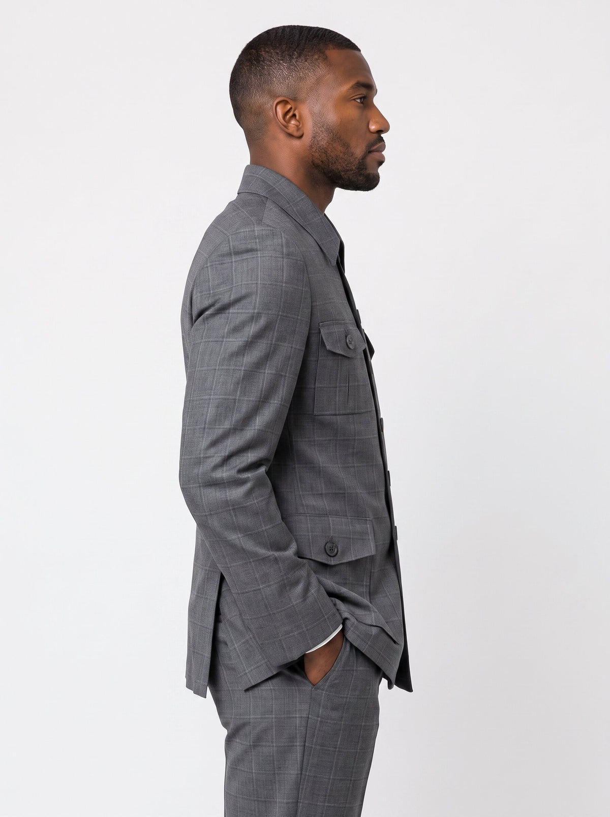 Men’s Windowpane Safari Suit 2 Piece