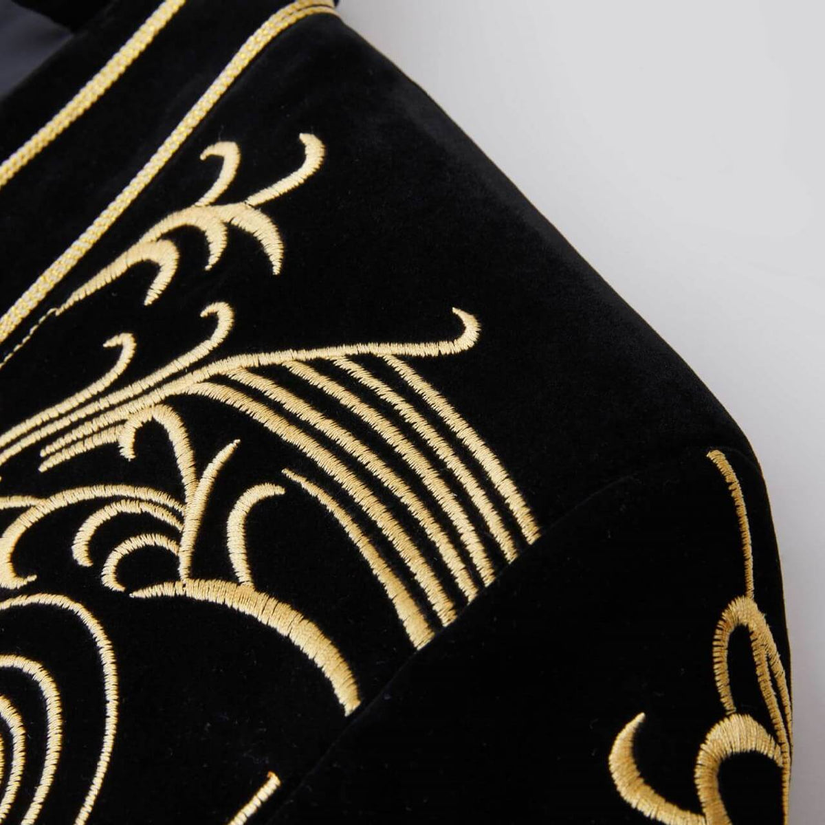 Men’s Black Velvet Jacket With Gold Embroidery