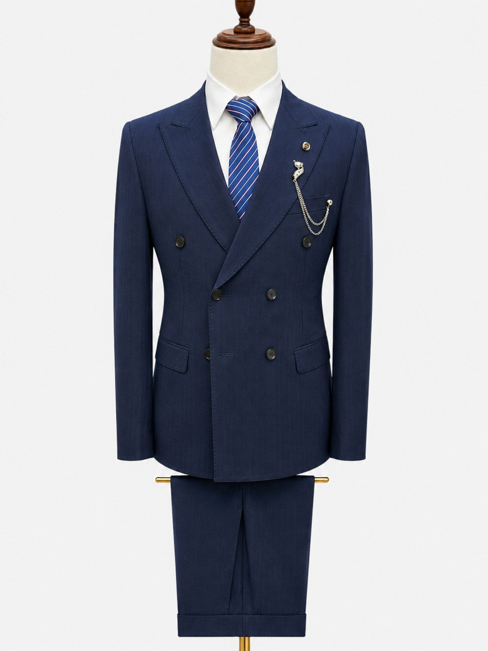 Men's Pinstripe Double Breasted Formal Suit