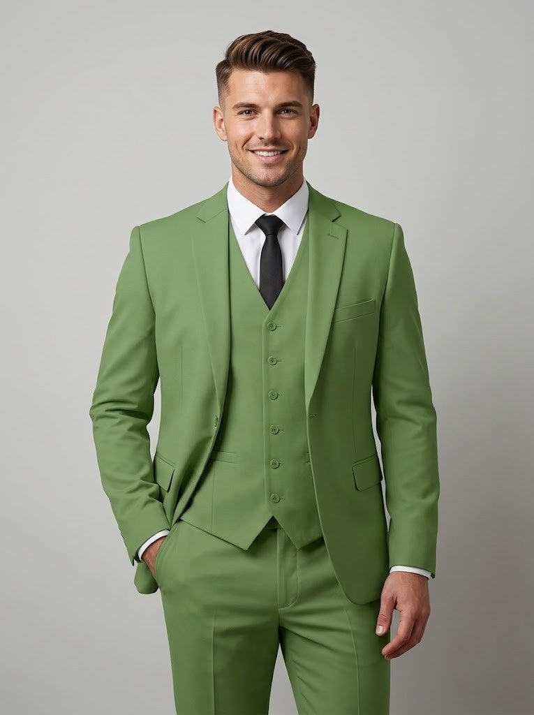 Men's Olive Green 3 Piece Suit