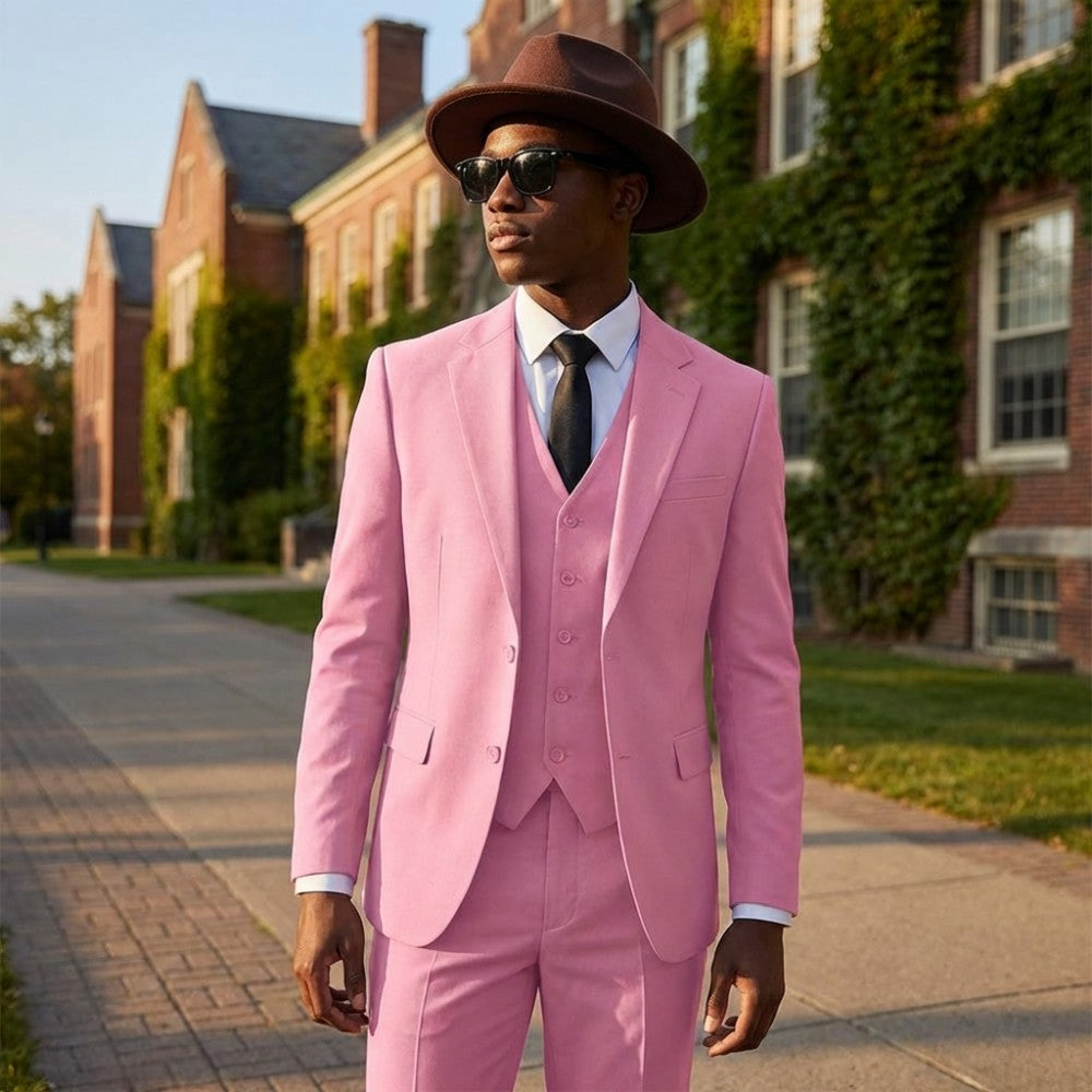 Men's Pink 3 Piece Suit Slim Fit