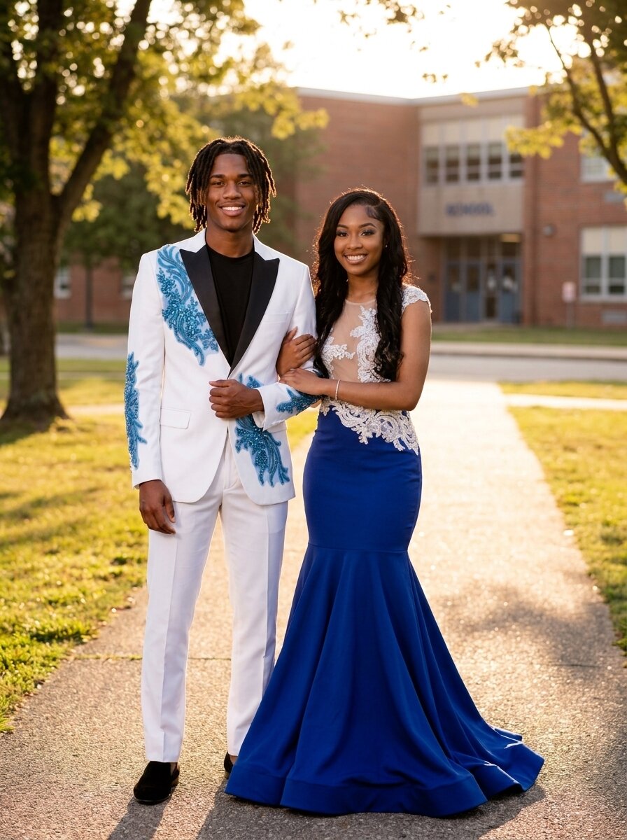 Men's White Rhinestone Tuxedo blue