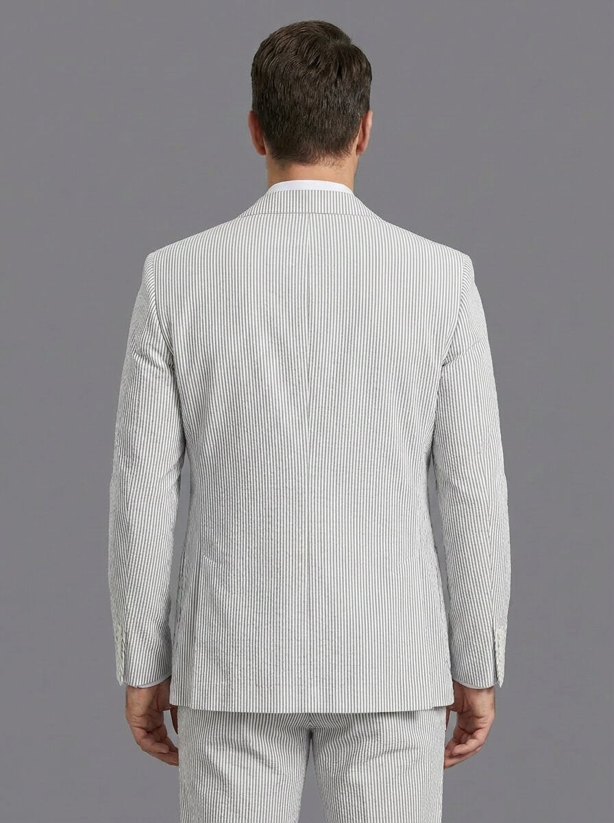Men's Seersucker Pinstripe Suit Set