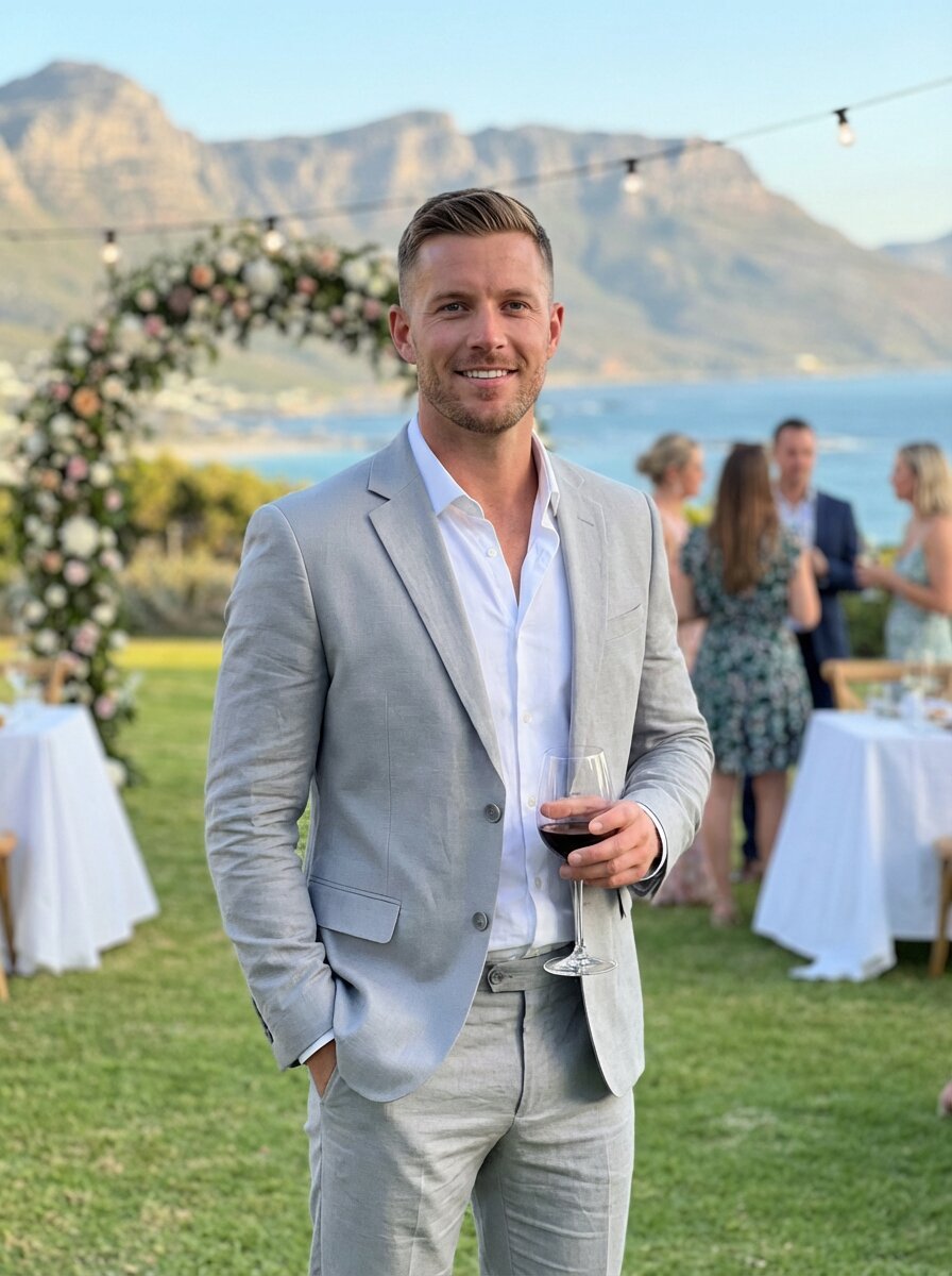 Men's Linen 2 Piece Suit - Summer Casual Wedding Suit