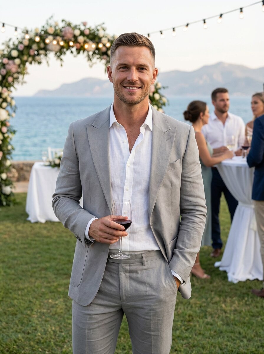 Men's Summer Wedding Linen Suits
