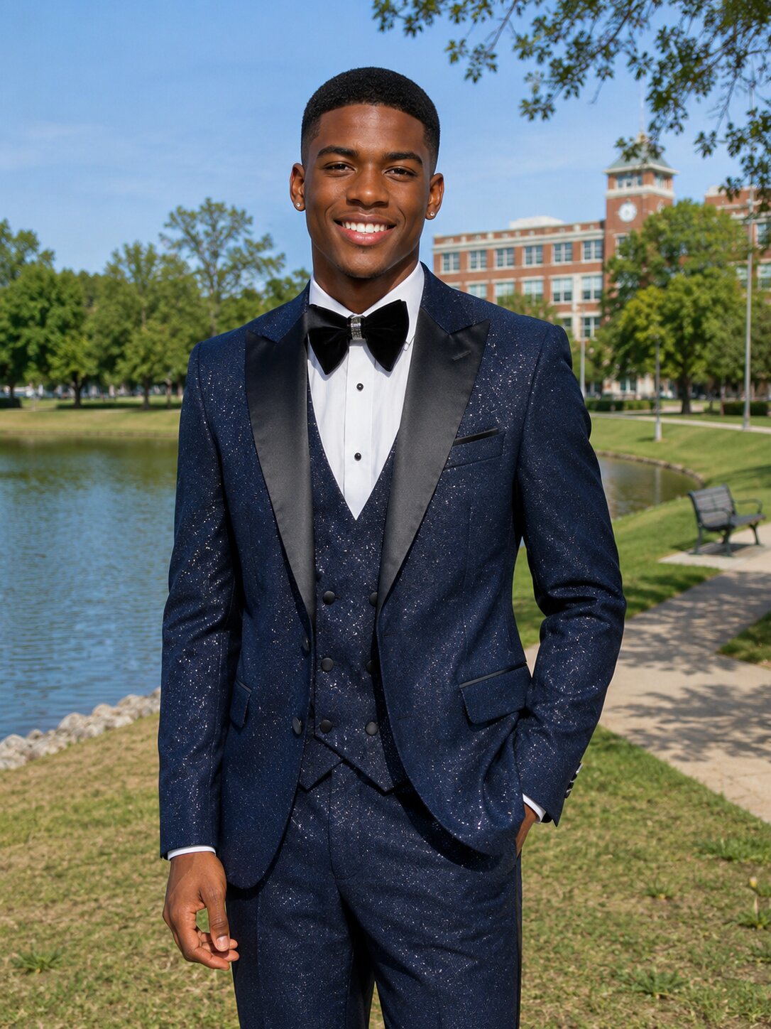 Men's Sparkly Slim Fit 3 Piece Suit for Prom Homecoming Stage Performance